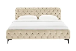 Design Bett MODERN BAROCK 180x200cm champagner Samt Chesterfield Doppelbett