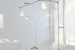 Design Bogenlampe LEVELS 205cm schwarz grau 5 Leinenschirme Stehlampe