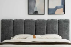 Design Boxbett ADLON 180x200cm grau Chenille mit Stauraum und Lattenrost