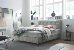 Design Boxbett DECADENCIA 180x200cm silbergrau Samt mit Stauraum Matratze Topper