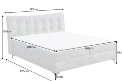 Design Boxbett DECADENCIA 180x200cm silbergrau Samt mit Stauraum Matratze Topper