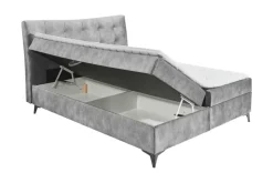 Design Boxbett DECADENCIA 180x200cm silbergrau Samt mit Stauraum Matratze Topper