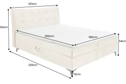 Design Boxbett DECADENCIA 180x200cm beige Samt mit Stauraum Matratze Topper