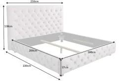 Design Boxbett PARIS 180x200cm beige Leinen Chesterfield Doppelbett