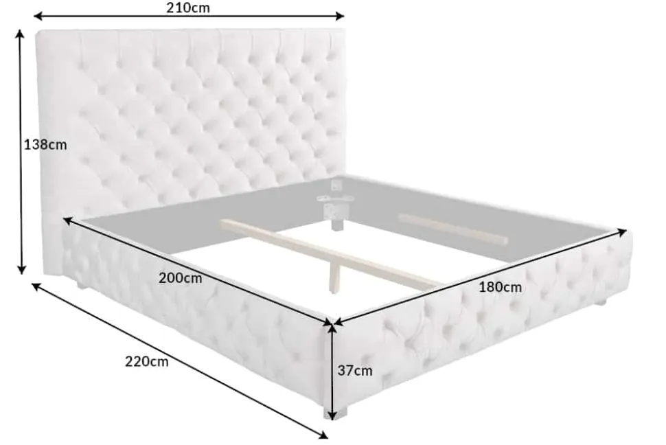 Design Boxbett PARIS 180x200cm beige Leinen Chesterfield Doppelbett