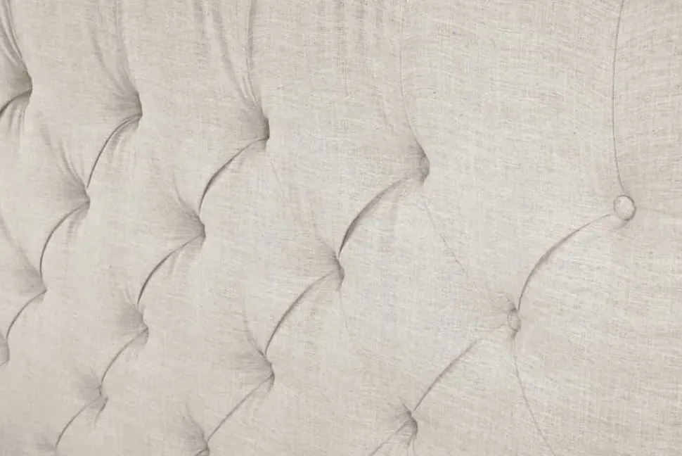 Design Boxbett PARIS 180x200cm beige Leinen Chesterfield Doppelbett