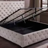 Design Boxbett PARIS 160x200cm champagner beige Samt mit Stauraum und Lattenrost