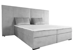 Design Boxspringbett SUITE HOTELBETT 180x200cm silber grau Samt inkl. Stauraum Topper