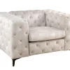 Design Chesterfield Sessel MODERN BAROCK 120cm champagner beige Samt Federkern