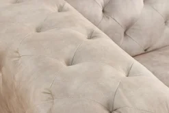 Design Chesterfield Sessel MODERN BAROCK 120cm champagner beige Samt Federkern