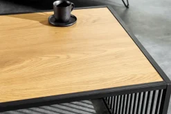 Design Couchtisch ARCHITECTURE 100cm schwarz Wildeiche Rauchglas Metall Holz