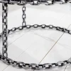 Design Couchtisch CHAINS 65cm silber handmade Metall rund Glasplatte Kettengestell