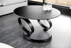 Design Couchtisch DANCING RINGS schwarz grau rund drehbar Keramik Metall