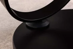 Design Couchtisch DANCING RINGS rost rund drehbar Travertin Keramik schwarz Gestell