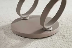 Design Couchtisch DANCING RINGS natur rund drehbar Travertin Keramik champagner greige