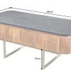Design Couchtisch GATSBY 110cm Mangoholz massiv Marmor-Platte Retro mit Schubladen gold