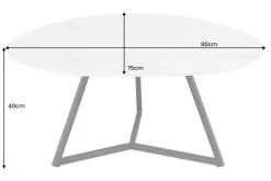 Design Couchtisch MARVELOUS 90cm weiß Marmor Keramik schwarzes Metall