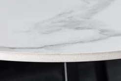 Design Couchtisch MARVELOUS 90cm weiß Marmor Keramik schwarzes Metall