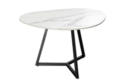 Design Couchtisch MARVELOUS 70cm weiß Marmor Keramik schwarzes Metall