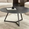 Design Couchtisch MARVELOUS 90cm anthrazit Marmor Keramik schwarzes Metall