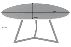 Design Couchtisch MARVELOUS 90cm anthrazit Marmor Keramik schwarzes Metall