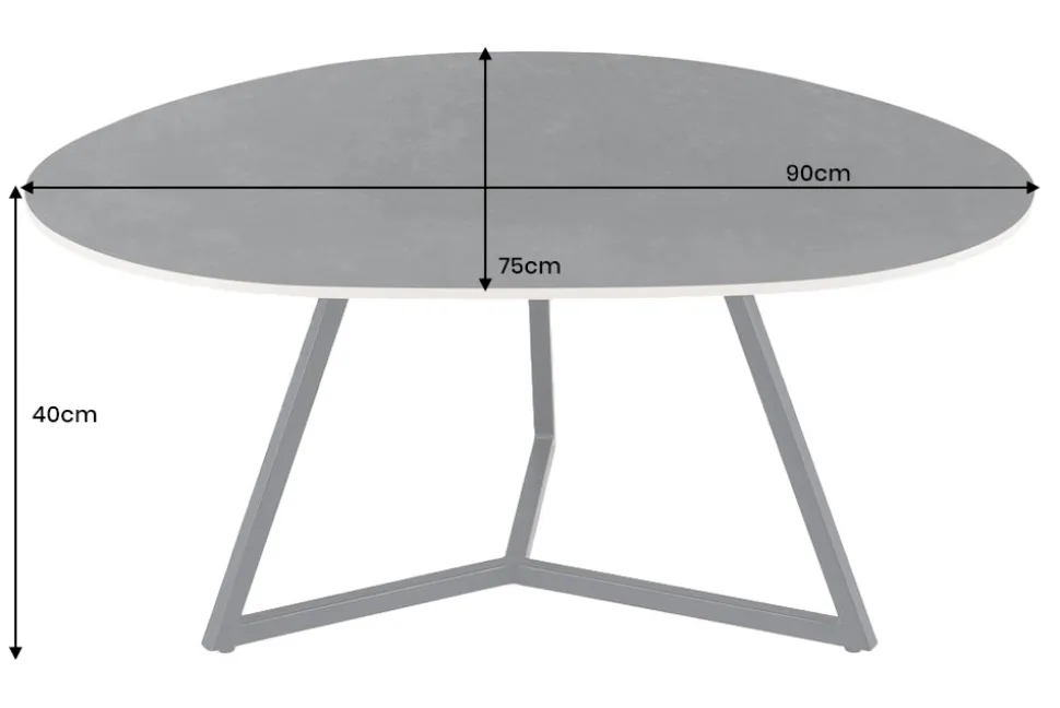 Design Couchtisch MARVELOUS 90cm anthrazit Marmor Keramik schwarzes Metall
