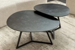 Design Couchtisch MARVELOUS 70cm anthrazit Marmor Keramik schwarzes Metall