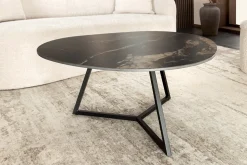Design Couchtisch MARVELOUS 90cm schwarz gold sand Aurora Oro Keramik Metall