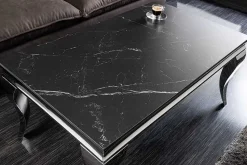 Design Couchtisch MODERN BAROCK 100cm schwarz anthrazit chrom Keramik Marmor