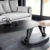 Design Couchtisch MOVEMENT schwarz rund drehbar Pandora Keramik Metallgestell