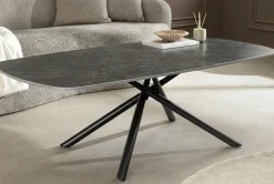Design Couchtisch OSAKA 110cm anthrazit Keramik schwarz Metall mit Sterngestell