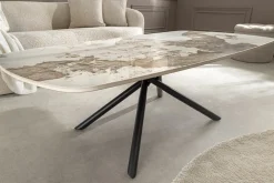 Design Couchtisch OSAKA 110cm weiß schwarz Pandora Keramik mit Sterngestell