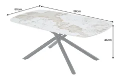 Design Couchtisch OSAKA 110cm weiß schwarz Pandora Keramik mit Sterngestell