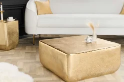 Design Couchtisch UNIT 70cm gold Metall Hammerschlag handmade