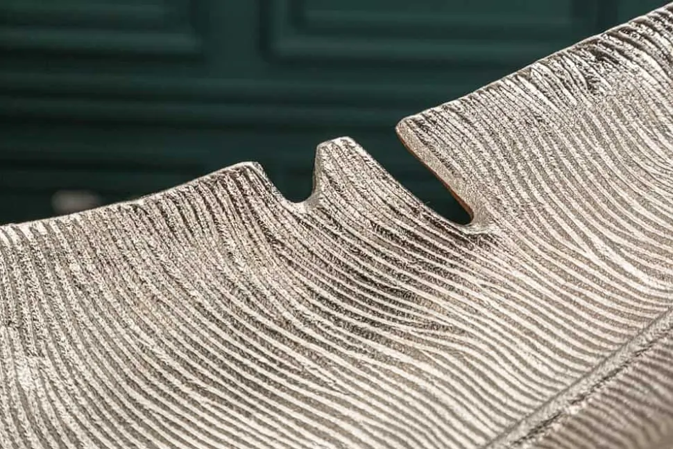Design Deko Schale SILVER LEAF 65cm silber Blatt Design Metall Handarbeit