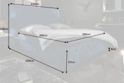 Design Doppelbett PARIS 180x200cm dunkelblau Samt Chesterfield
