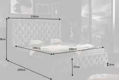 Design Doppelbett PARIS 180x200cm grau Samt Chesterfield