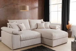 Design Ecksofa ATMOSPHERE XL 245cm champagner beige Cord Federkern inkl. Kissen