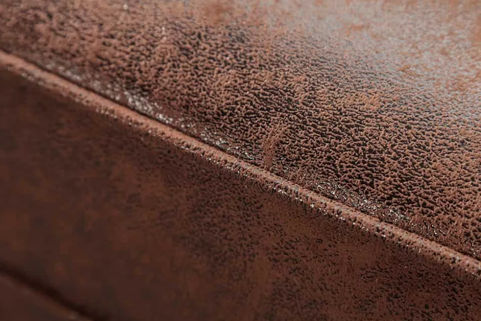 Design Ecksofa CHESTERFIELD 270cm antik braun Microfaser Federkern Ottomane links Vintage