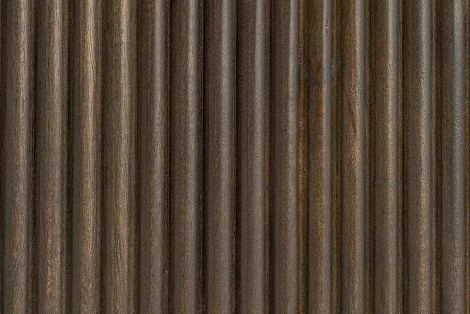 Design Esstisch GRAND 200cm dunkelbraun Mangoholz Bootsform mit Sockel