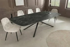 Design Esstisch OSAKA 200cm anthrazit Keramik schwarz Sterngestell Metall