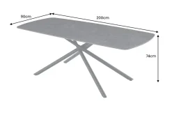 Design Esstisch OSAKA 200cm anthrazit Keramik schwarz Sterngestell Metall