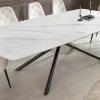 Design Esstisch OSAKA 200cm weiß Keramik schwarz Sterngestell Metall