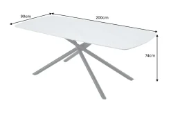 Design Esstisch OSAKA 200cm weiß Keramik schwarz Sterngestell Metall