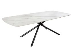 Design Esstisch OSAKA 200cm weiß Keramik schwarz Sterngestell Metall