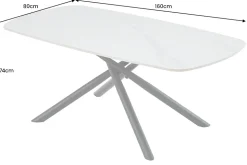 Design Esstisch OSAKA 160cm weiß Keramik schwarz Sterngestell Metall