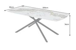 Design Esstisch OSAKA 200cm weiß schwarz Pandora Keramik Sterngestell Metall