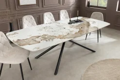 Design Esstisch OSAKA 160cm weiß schwarz Pandora Keramik Sterngestell Metall