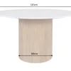 Design Esstisch TRES CHIC 140cm weiß Marmorplatte rund braun Mangoholz