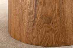 Design Esstisch UNIQUE 200cm natur braun Travertin Keramik Eichenholz Säulenfuß